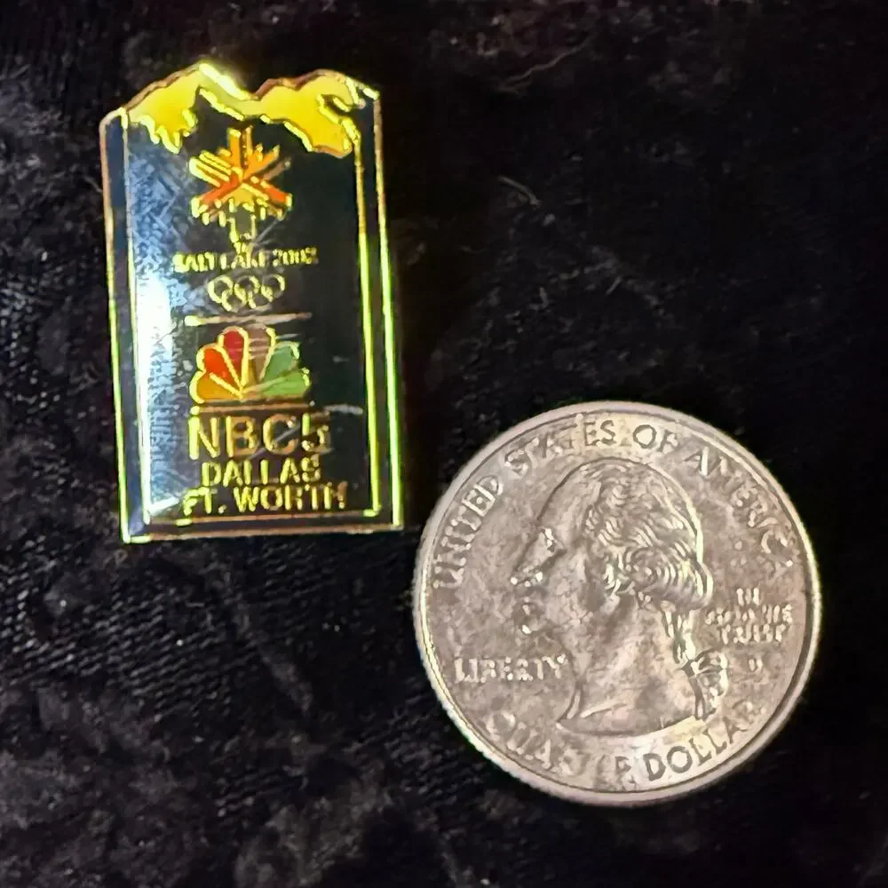 VTG NBC 5 Dallas Ft Worth Salt Lake City Olympics Pin Gold Tone Collectible
